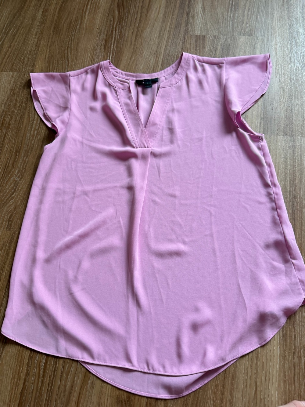 J. Crew Light Pink Flutter Sleeve V-Neck Blouse